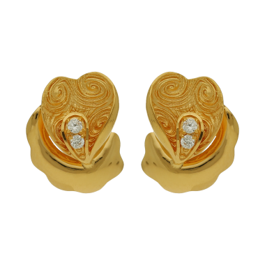 Heart Design Gold Stud With Stone